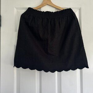NWOT JCrew Scalloped Hem Linen-Cotton Blend City Skirt | Black | Size 10